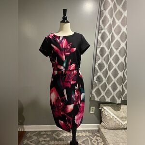 Worthington Black Floral Dress Size 8 NEW
